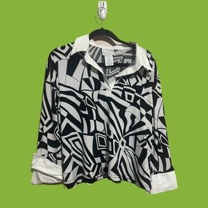 Black and White Geo Print Blouse